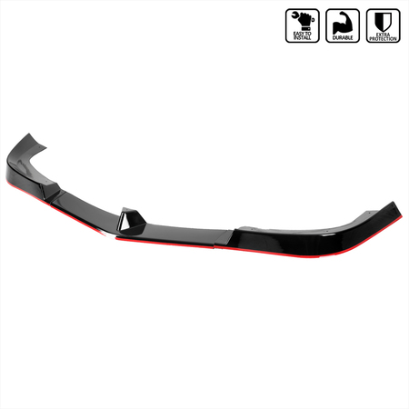 SPEC-D TUNING 12-14 Mercedes Benz W204 Front Bumper Lip Glossy Black With Red Trim LPF-BW20412GB-RD-PQ